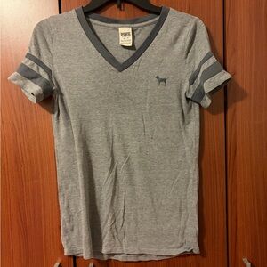 VS PINK Grey V-Neck T-Shirt